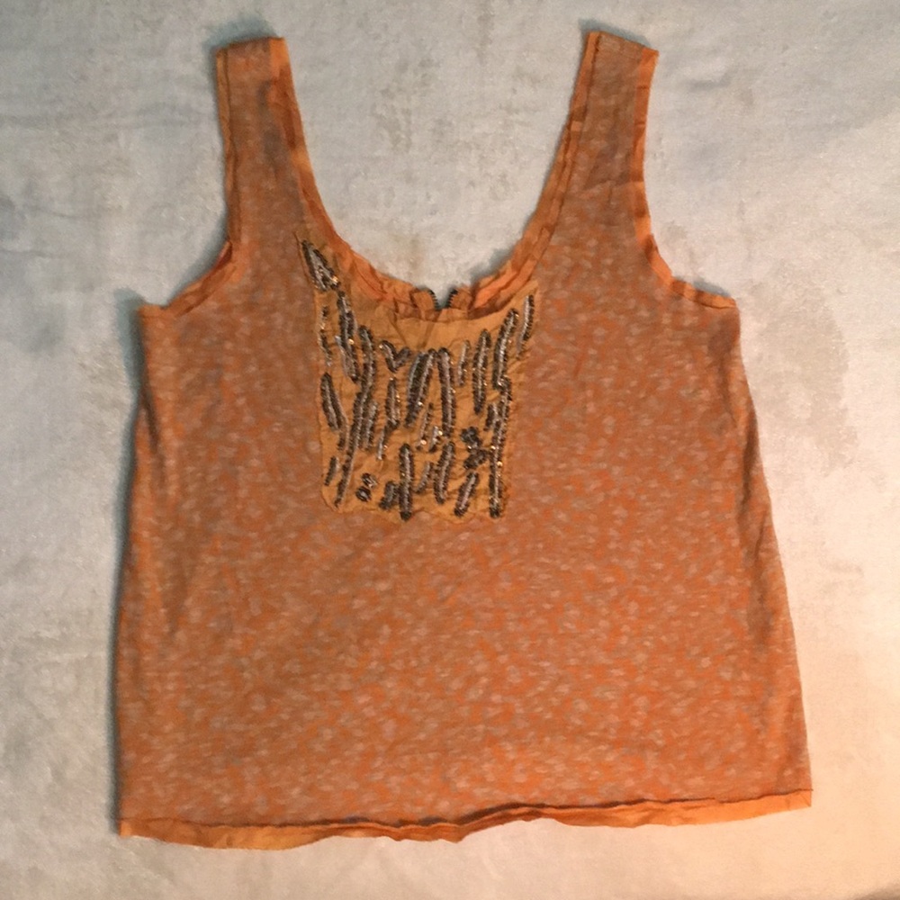 Kimchi Blue Orange Zipper Sequin Tank Top Sz. S